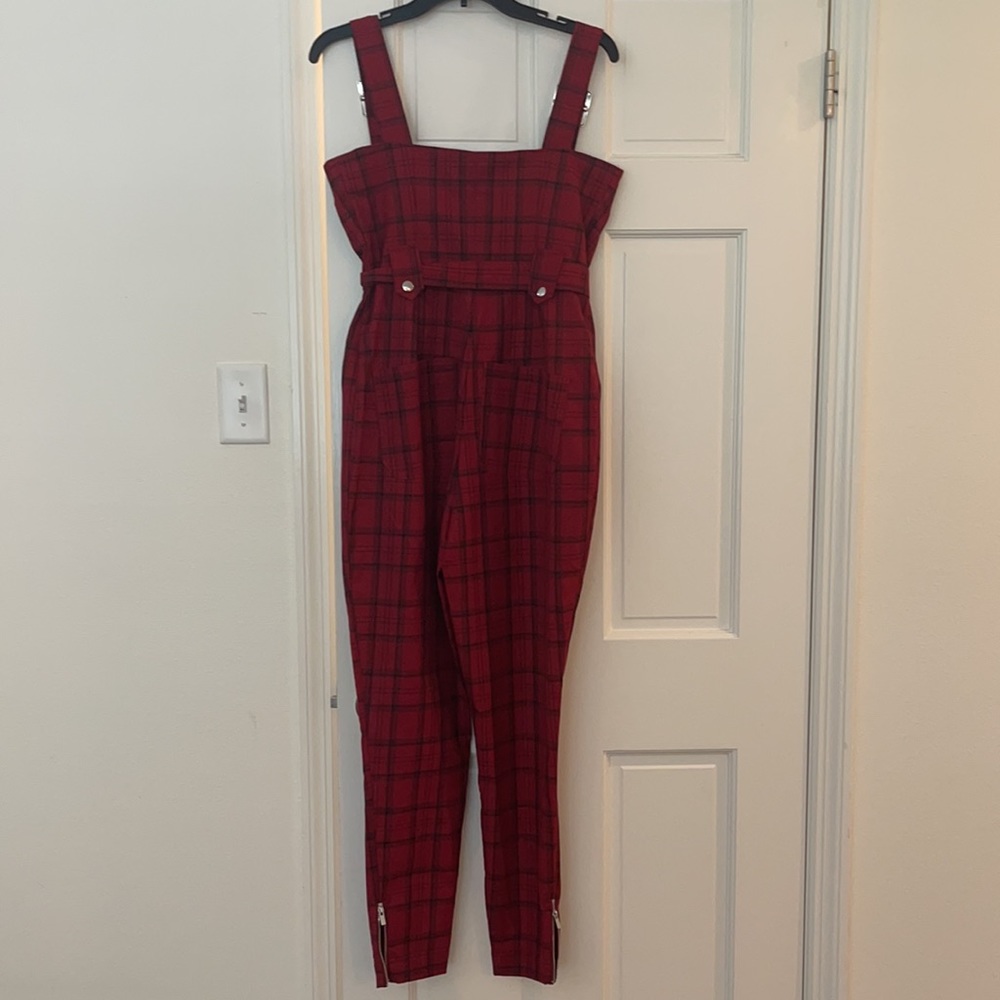 Plaid Red Women's Jumpsuit - Picture 5 of 7